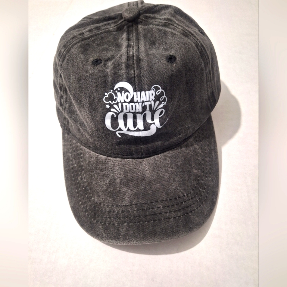 No Hair Don't Care hat- Distressed design - New without tags